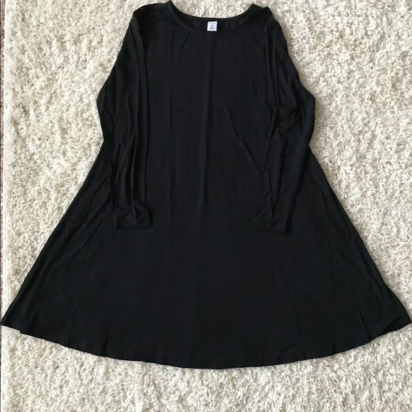 2 Old Navy Swing Dresses Black Green Navy Stripes - Picture 3 of 3